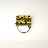 Black and Gold Leaves Hand Painted Magnetic Eyeglass Holder - Laura Wilson Gallery 
