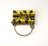 Black and Gold Leaves Hand Painted Magnetic Eyeglass Holder - Laura Wilson Gallery 
