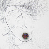 Magnetic 10 MM Round Black Opal Glass Cabochon Clip Non Pierced or Pierced  Earrings - Laura Wilson Gallery 