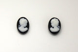 Blue or Black Cameo Magnetic or Pierced  Earrings - Laura Wilson Gallery 