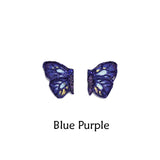 Hypoallergenic Handmade Blue, Purple, or Violet Magnetic or Pierced Fabric Butterfly Earring - Laura Wilson Gallery 