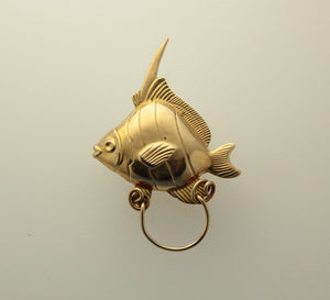 14 Karat Gold Plated Magnetic Eyeglass or Badge Holder Polished Gold Brass Fish - Laura Wilson Gallery 