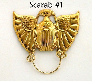14 Karat Gold Plated Winged Scarab, Magnetic EyeGlass, Sun Glass Holder, or ID Holder - Laura Wilson Gallery 