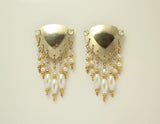 Magnetic Pearl Drop Triangle Earrings in Gold Aluminum with Swarovsky Crystals - Laura Wilson Gallery 
