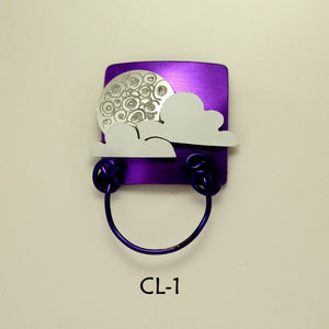 Handmade Magnetic Moon and Clouds Square Eyeglass or ID Holder - Laura Wilson Gallery 