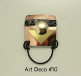 Handmade Abstract Art Deco Series Square Engraved Magnetic Eyeglass Holder - Laura Wilson Gallery 