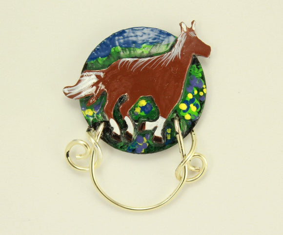 Handmade Hand Painted Horse Magnetic Non Piercing Eyeglass Holder Original Design - Laura Wilson Gallery 