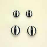 Custom Made Magnetic Non Pierced or Pierced Navy Blue Striped Button Earrings - Laura Wilson Gallery 