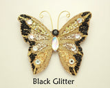 Handmade and Hand Painted Fabric Magnetic Butterfly Brooch with Swarovski Crystals - Laura Wilson Gallery 