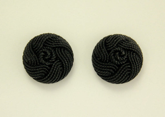 Handmade 16 mm Black Knot Pattern Magnetic or Pierced Earrings - Laura Wilson Gallery 