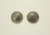 18 MM Magnetic or Pierced Metallic Silver Plastic Button Earrings - Laura Wilson Gallery 