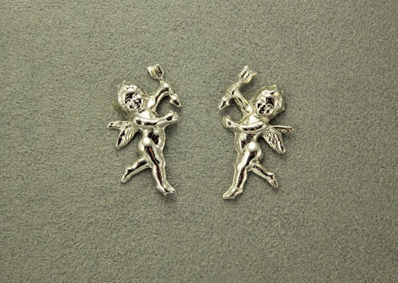 Handmade Silver Cherub or Cupid Magnetic Non Pierced Clip Earrings - Laura Wilson Gallery 