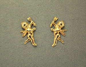 Handmade Gold Cherub or Cupid MagneticNon Pierced Clip Earring - Laura Wilson Gallery 