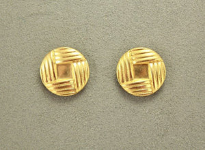 14 Karat Gold or Nickel Plated 20 mm Button Woven Knot Magnetic or Pierced Earrings - Laura Wilson Gallery 