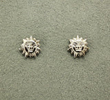Silver 10 mm Tiny Sun/Lion Face Magnetic or Pierced Earrings - Laura Wilson Gallery 