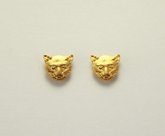 Tiny Cat Face Gold Plated  Magnetic Earrings - Laura Wilson Gallery 