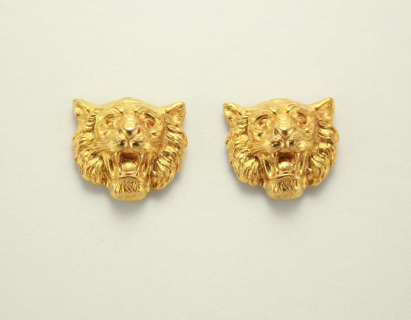 20 x 17 mm 14 Karat Gold Plated Liion Magnetic Non Pierced Clip Earrings - Laura Wilson Gallery 