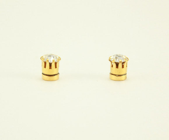 Diamond Look 5 mm Crown Set MagneticNon Pierced Clip  Earrings in Swarovski Crystal - Laura Wilson Gallery 