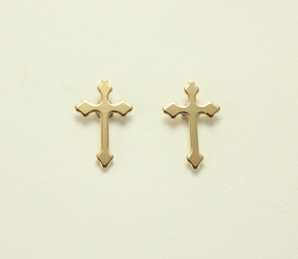 Cross Stud Earrings In 925K Sterling Silver And 14K Gold Plated - Foto 8