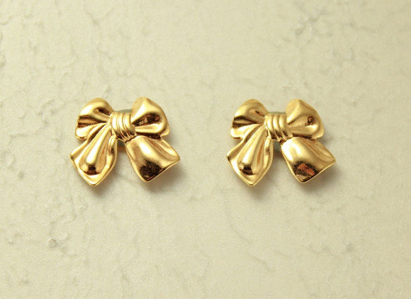 Magnetic Gold Plated Bow Earrings - Laura Wilson Gallery 