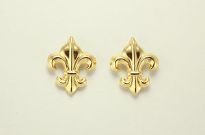 Gold Fleur De Lis Magnetic Non Pierced Clip Earrings - Laura Wilson Gallery 