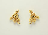 Mixed Metal Gold and Silver Flower and Leaf Magnetic Earrings - Laura Wilson Gallery 