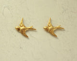14 Karat Gold Plated  Brass 18 x 18  mm Bird Magnetic Clip Earrings - Laura Wilson Gallery 