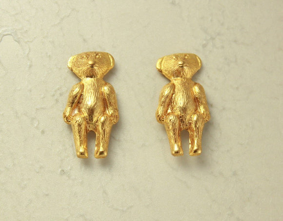 Teddy Bear Magnetic Clip On Earrings 14 Karat Gold Plated - Laura Wilson Gallery 
