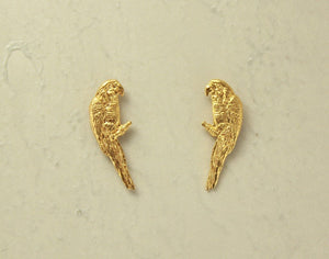 14 Karat Gold Plated Parrot Magnetic or Pierced Earrings - Laura Wilson Gallery 