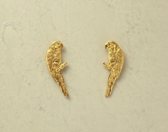14 Karat Gold Plated Parrot Magnetic or Pierced Earrings - Laura Wilson Gallery 