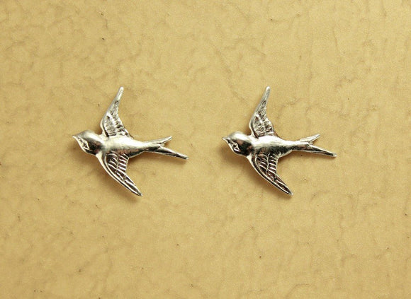 Magnetic Silver Flying Swallowtail Bird Clip On Earrings - Laura Wilson Gallery 