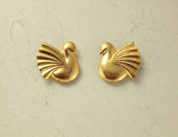 Magnetic 14 Karat Gold Plated  Brass 16 x 16 mm Danish Style Bird Clip Earrings - Laura Wilson Gallery 