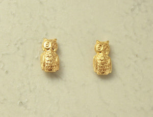 Handmade Magnetic Tiny Owl Clip On Earrings 14 Karat Gold Plated - Laura Wilson Gallery 