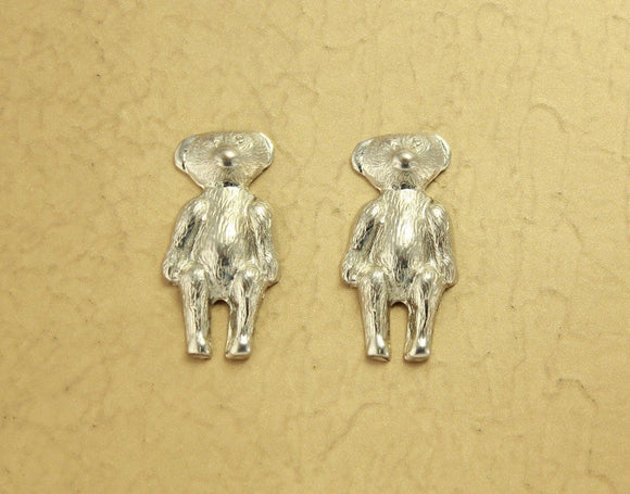 Teddy Bear Magnetic Clip Earrings in Imitation Rhodium Plate - Laura Wilson Gallery 