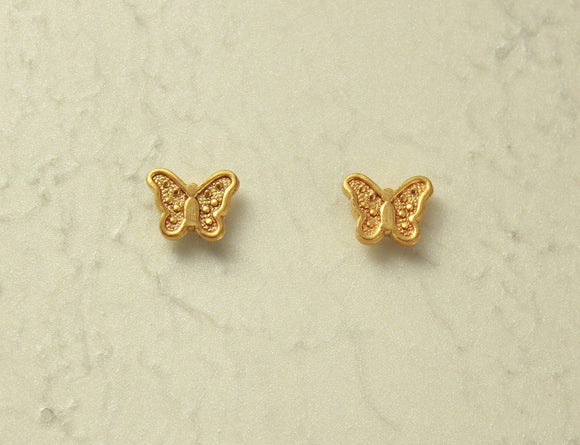14 Karat Gold Plated  Brass Tiny Butterfly Magnetic or Pierced Earrings - Laura Wilson Gallery 