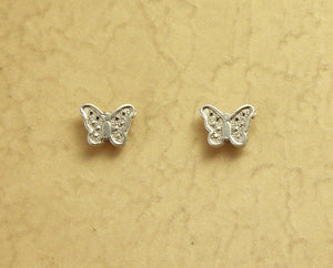7 x 5 mm Tiny Butterfly Silver Magnetic Clip Earrings - Laura Wilson Gallery 