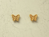 14 Karat Gold Plated  Brass Tiny Butterfly Magnetic or Pierced Earrings - Laura Wilson Gallery 