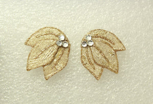 Golden Fabric Brocade Pierced Earrings - Laura Wilson Gallery 