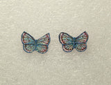 Hand Painted Butterfly Pierced or Magnetic Fabric Earrings - Laura Wilson Gallery 
