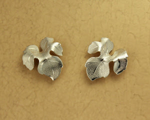 Nickel Plated 20 x 22 mm Brass  3-D Leaf Magnetic Earrings - Laura Wilson Gallery 