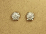 High Dome Scallop Silver or Gold or Copper Shell Magnetic Clip Non Pierced or Pierced Earrings - Laura Wilson Gallery 