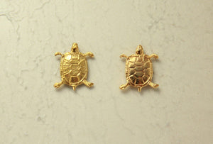 14 Karat Gold Plated Turtle Magnetic or Pierced Earrings - Laura Wilson Gallery 