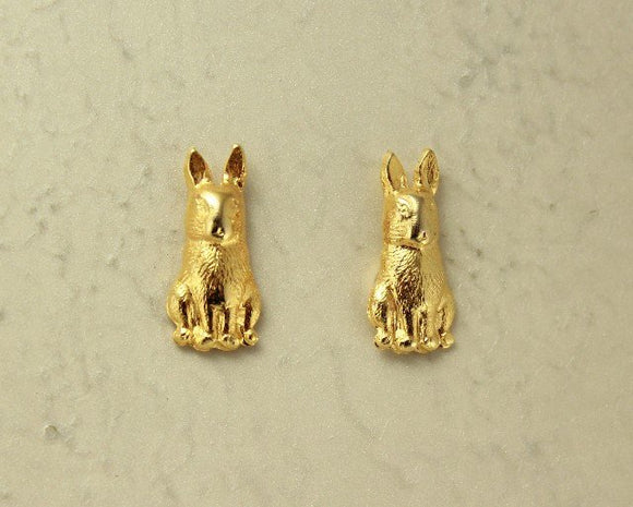 14 Karat Gold Plated Rabbit Magnetic or Pierced Earrings - Laura Wilson Gallery 