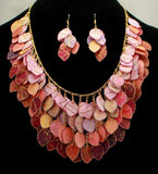 Sunset Fabric Statement Hand Painted Batik Fabric Necklace - Laura Wilson Gallery 