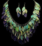 Hand Painted Moonrise Gold Batik Fabric Statement Necklace - Laura Wilson Gallery 