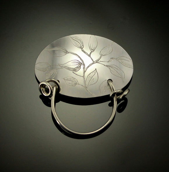 Handmade and Engraved Original Design Magnetic Sterling Silver or Aluminum Eyeglass Holder - Laura Wilson Gallery 