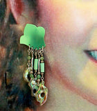 Pierced Earrings Soft Green Aluminum Dangle Earrings with Turquoise and Paua Shell - Laura Wilson Gallery 