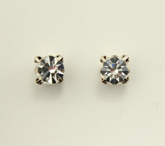7 mm Round Diamond Look Swarovski Crystal Magnetic Earrings in a Square Setting - Laura Wilson Gallery 