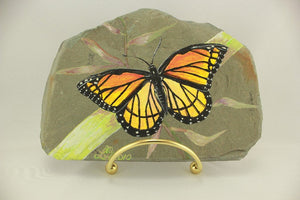 Original Acrylic Painting Viceroy Butterfly on Granville, New York Slate - Laura Wilson Gallery 