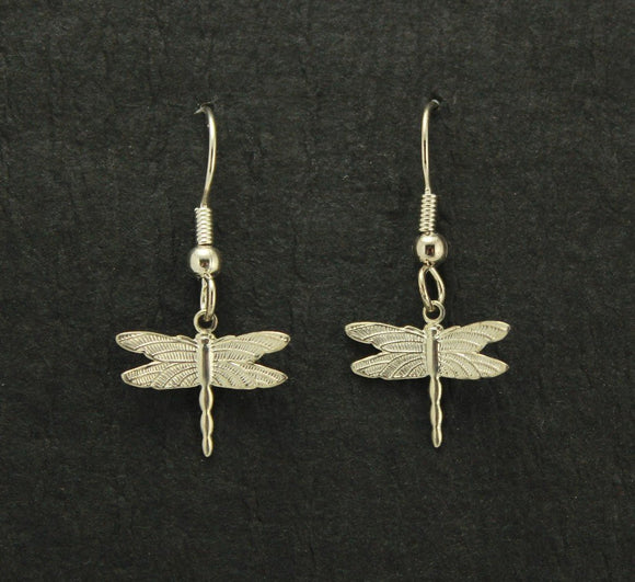 Silver Dragonfly Dangle Pierced Earrings - Laura Wilson Gallery 